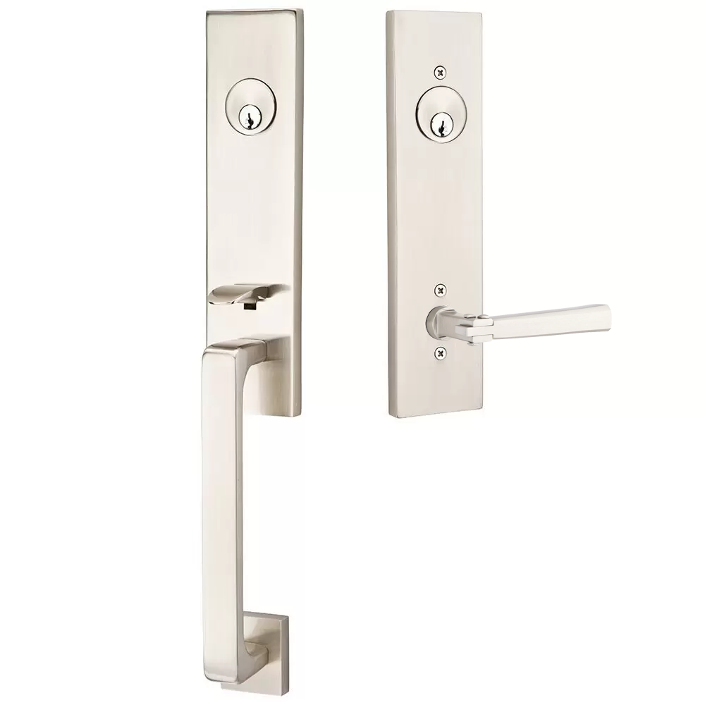 Emtek Davos Tubular Entryset Monolithic with Arts & Crafts Lever