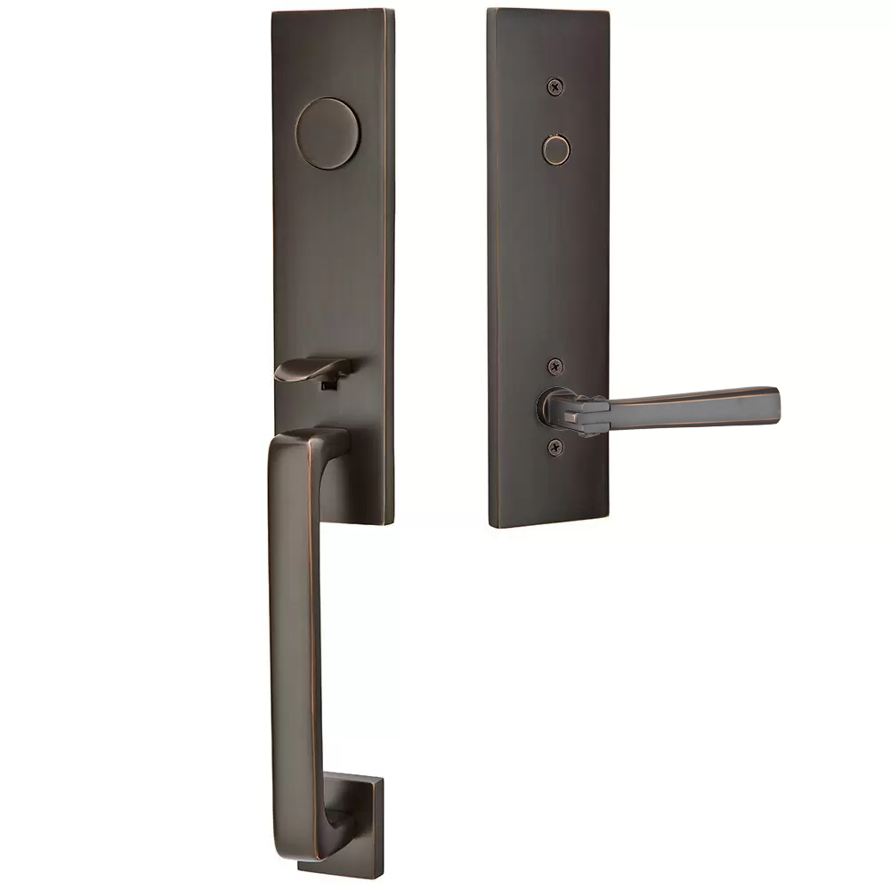 Emtek Davos Tubular Entryset Monolithic with Arts & Crafts Lever