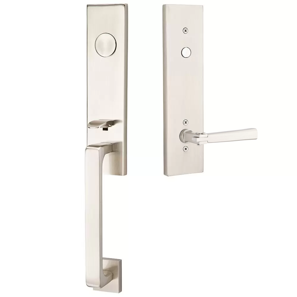 Emtek Davos Tubular Entryset Monolithic with Arts & Crafts Lever
