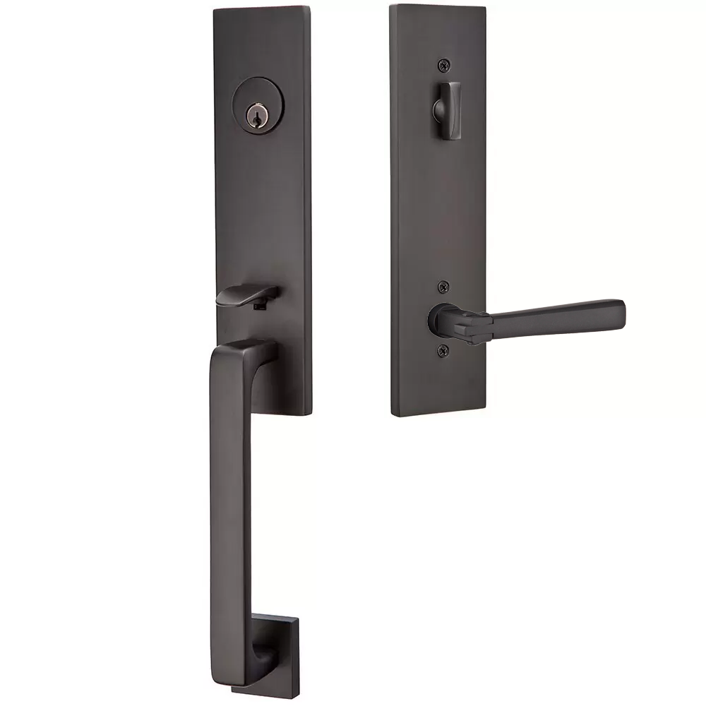 Emtek Davos Tubular Entryset Monolithic with Arts & Crafts Lever