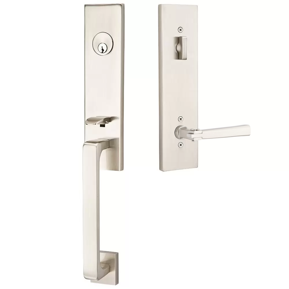 Emtek Davos Tubular Entryset Monolithic with Arts & Crafts Lever