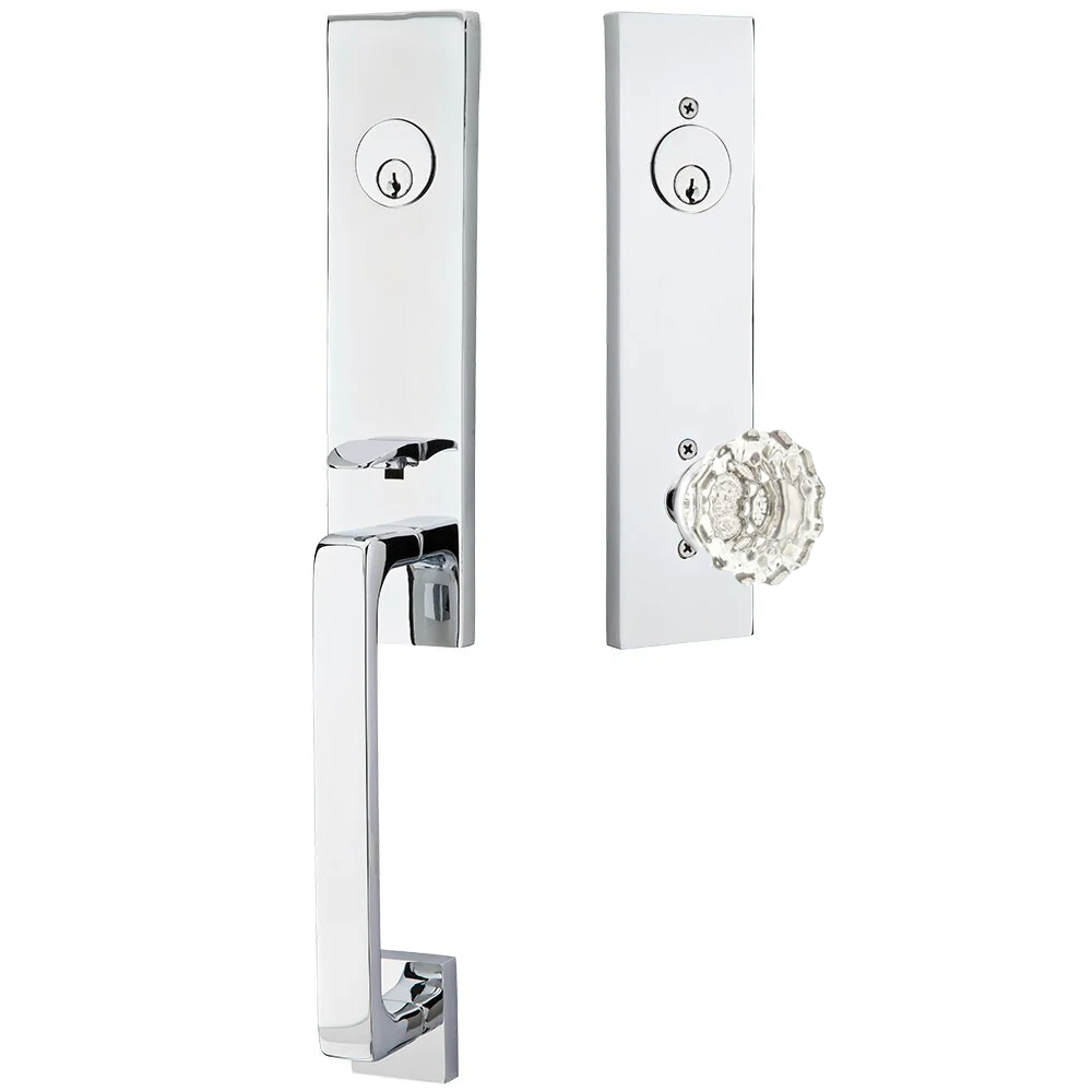 Emtek Davos Tubular Entryset Monolithic with Astoria Glass Knob