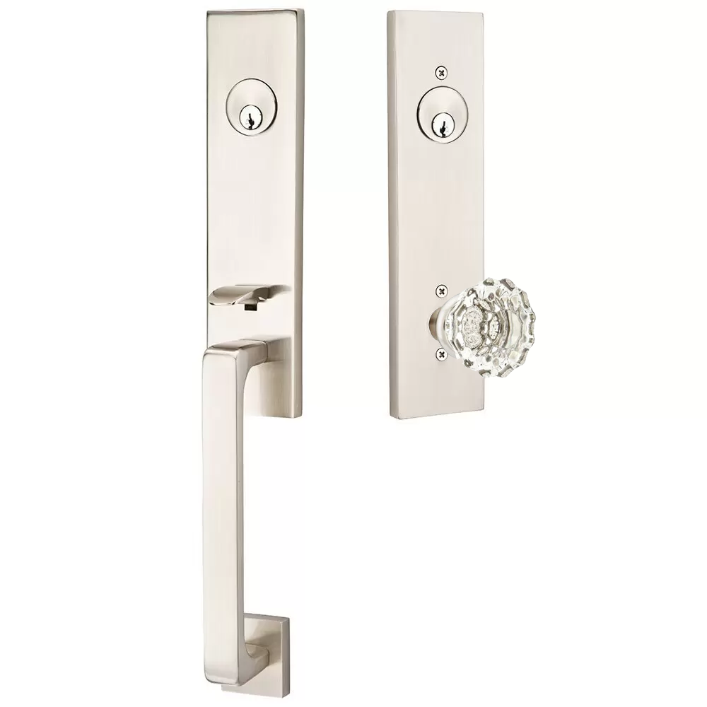 Emtek Davos Tubular Entryset Monolithic with Astoria Glass Knob
