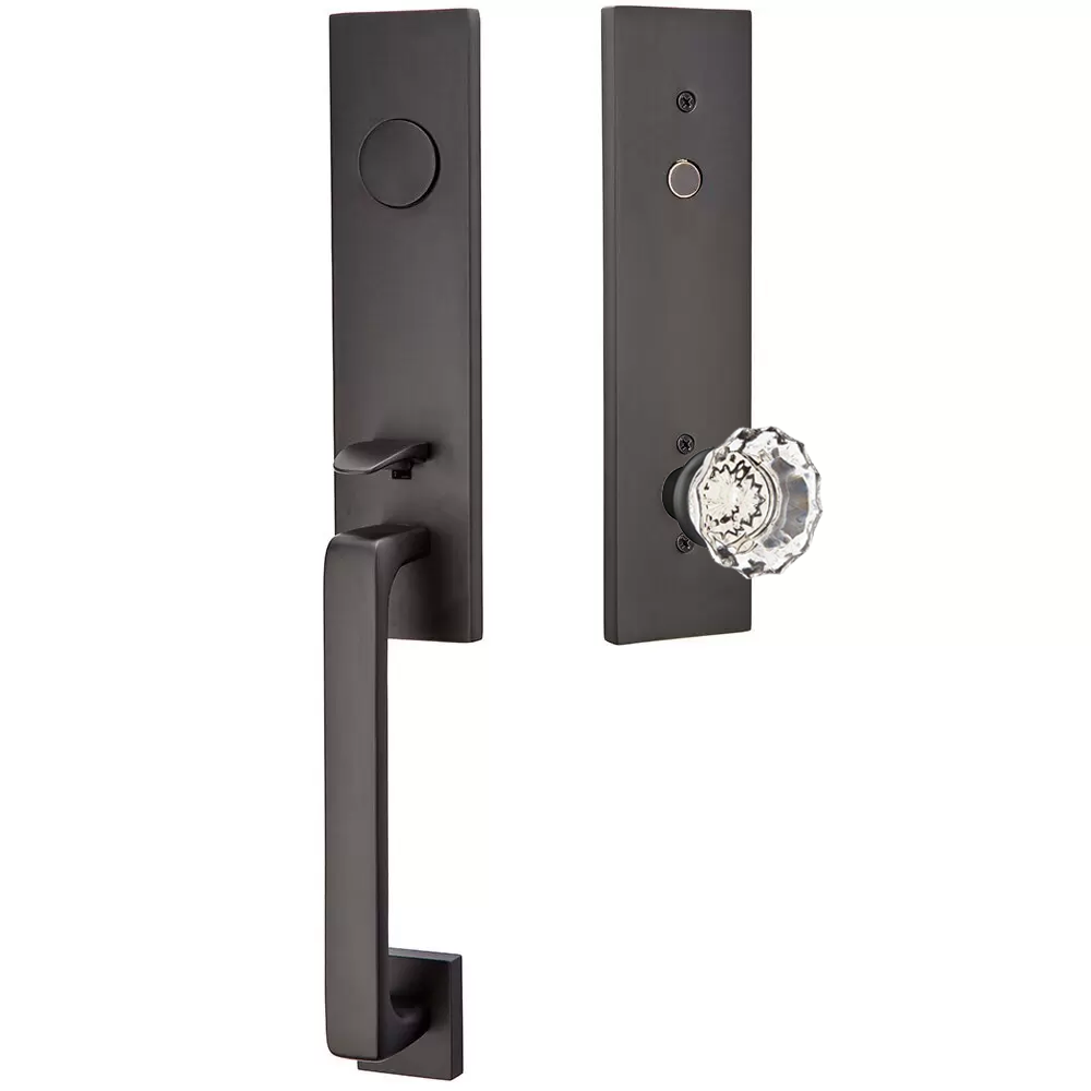 Emtek Davos Tubular Entryset Monolithic with Astoria Glass Knob