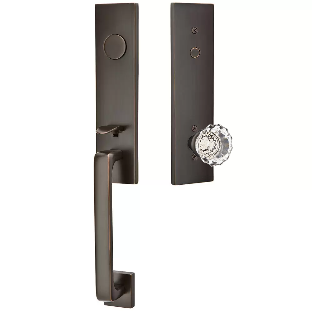 Emtek Davos Tubular Entryset Monolithic with Astoria Glass Knob