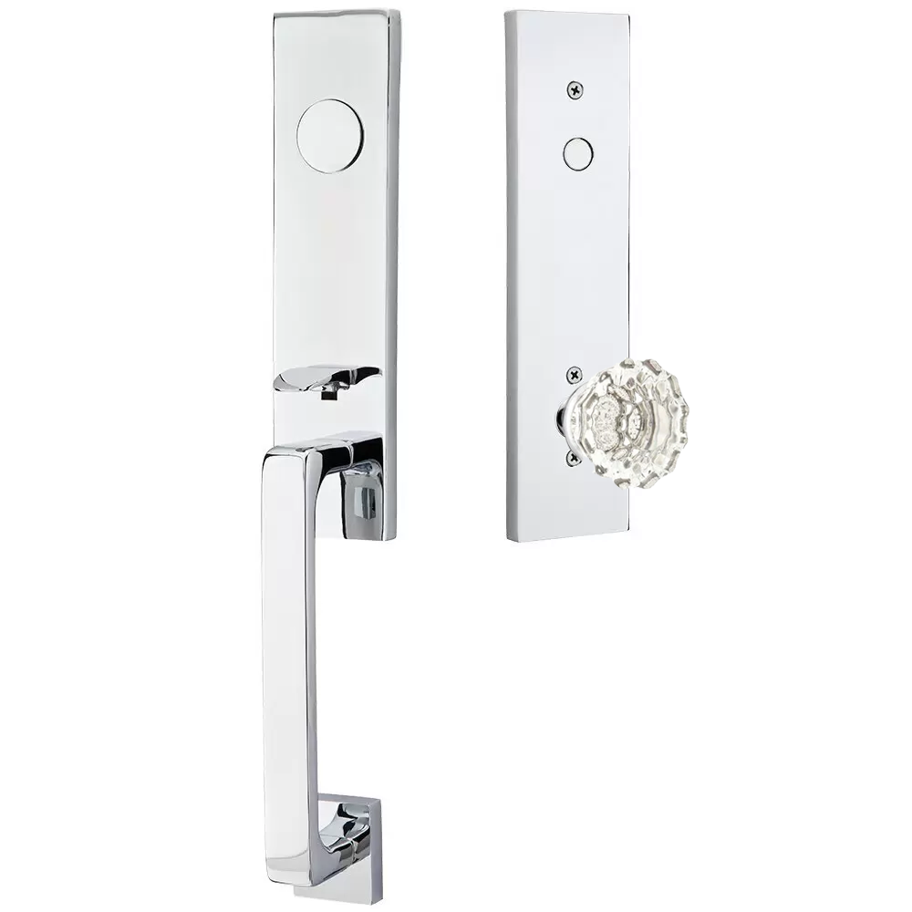 Emtek Davos Tubular Entryset Monolithic with Astoria Glass Knob