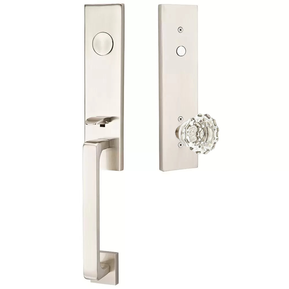 Emtek Davos Tubular Entryset Monolithic with Astoria Glass Knob