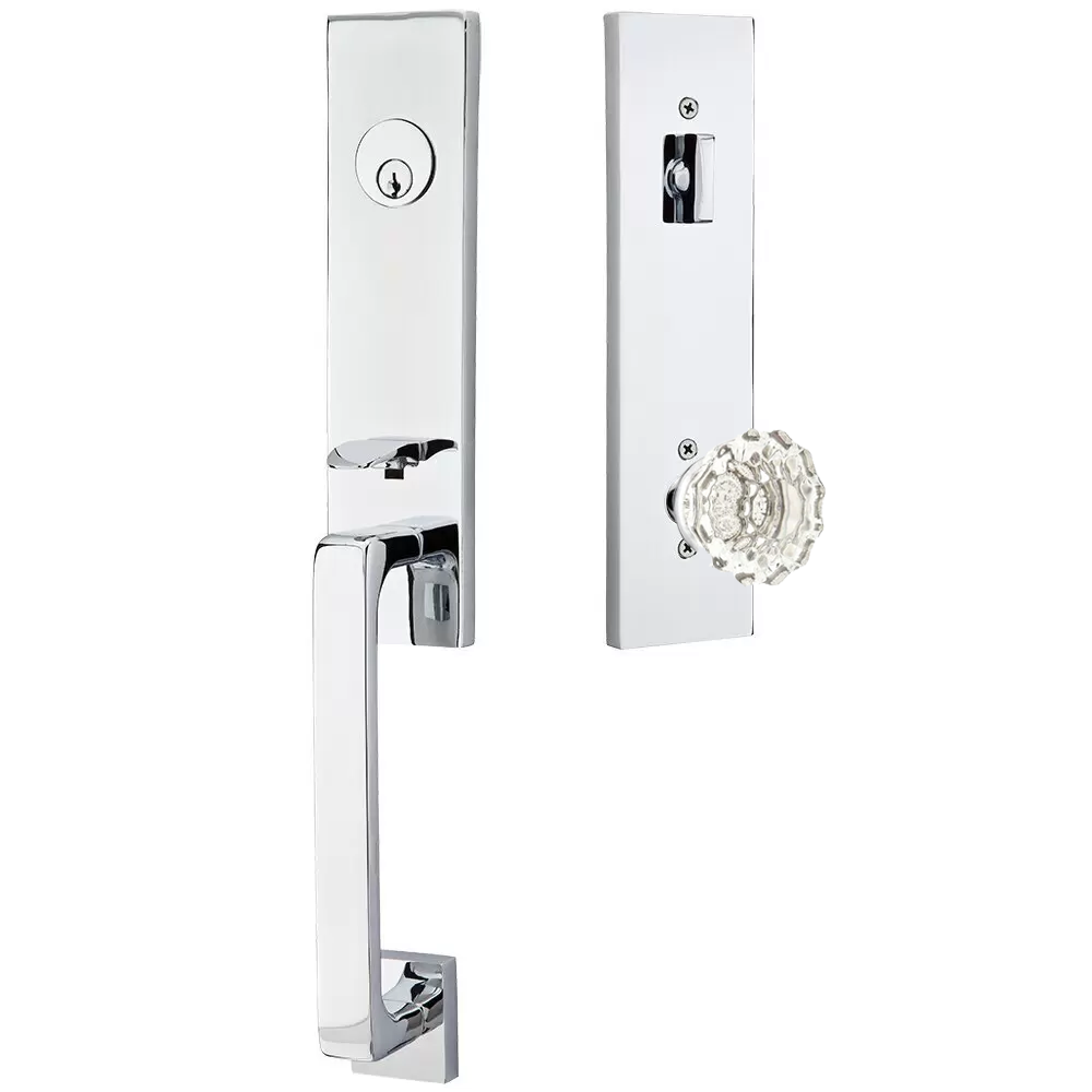 Emtek Davos Tubular Entryset Monolithic with Astoria Glass Knob