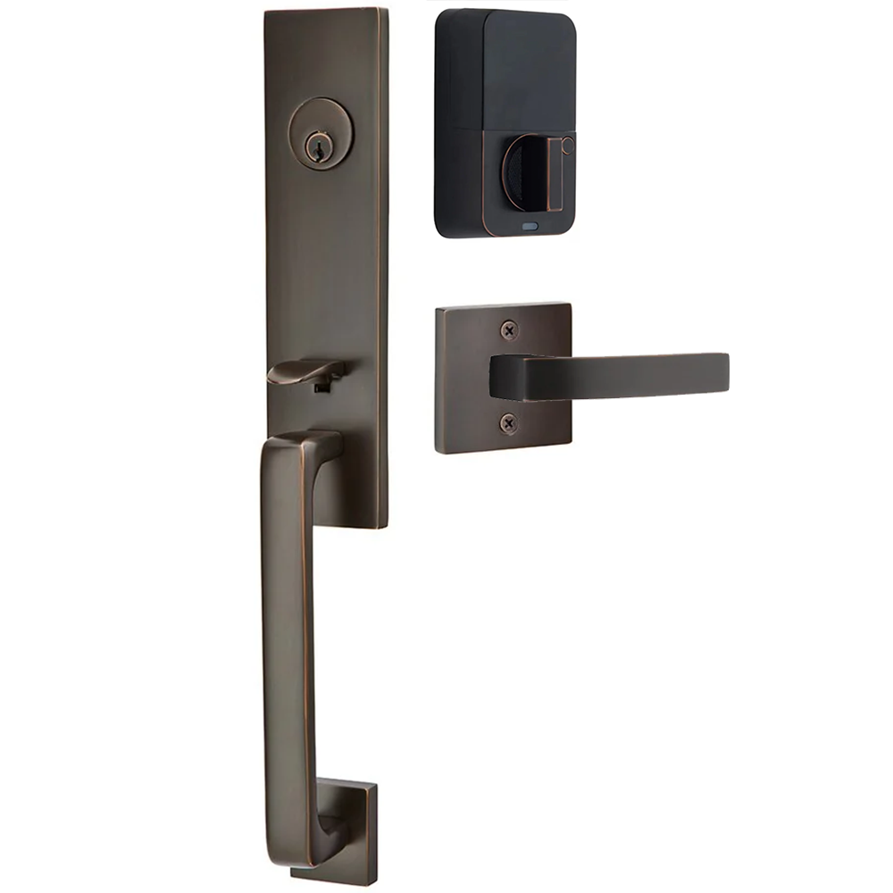 Emtek Davos Tubular Entryset Monolithic with Breslin Lever