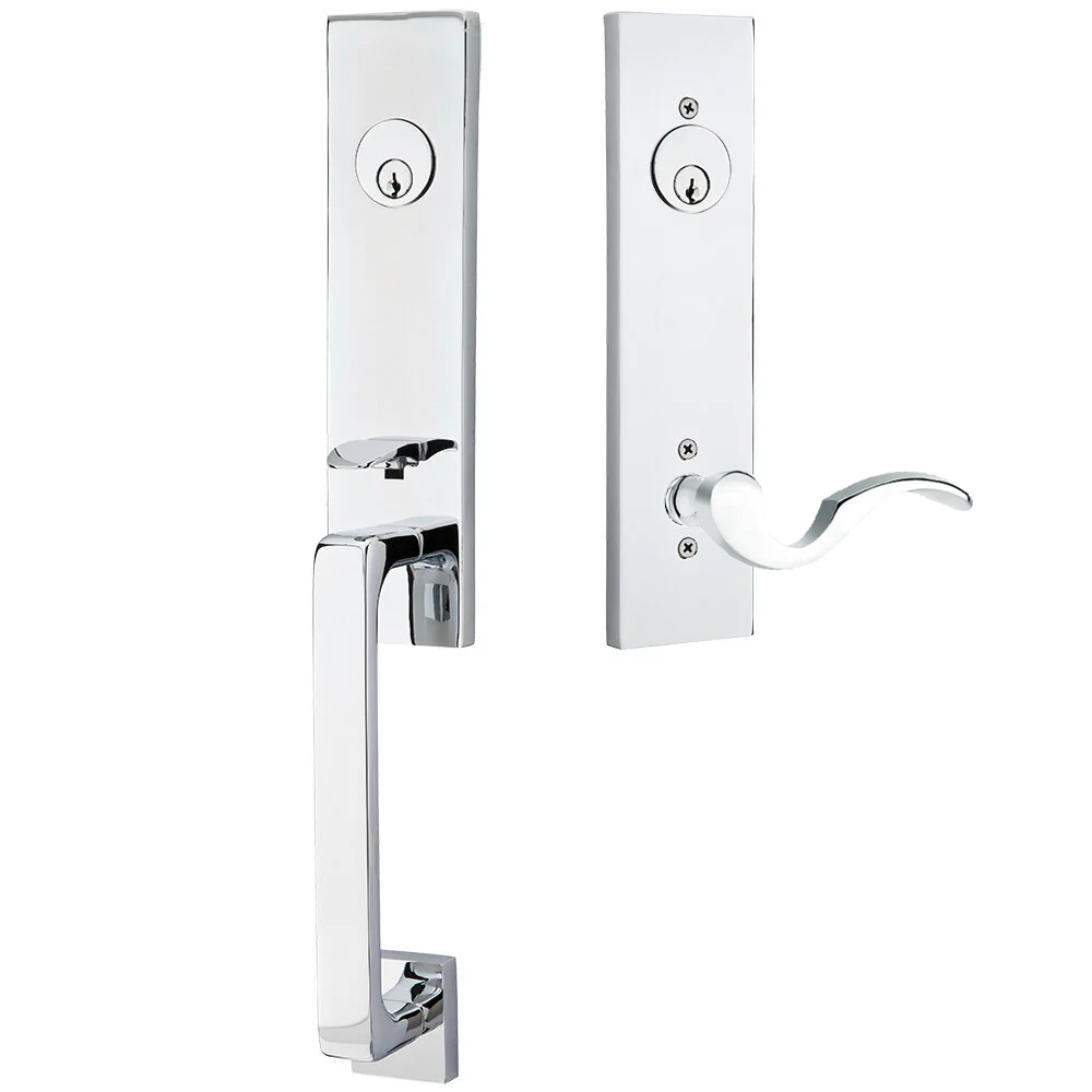 Emtek Davos Tubular Entryset Monolithic with Cortina Lever