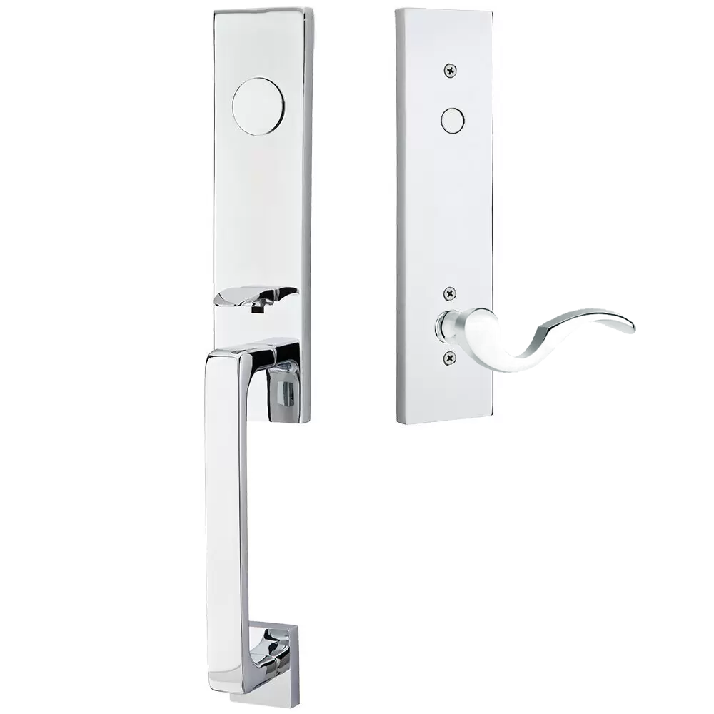Emtek Davos Tubular Entryset Monolithic with Cortina Lever