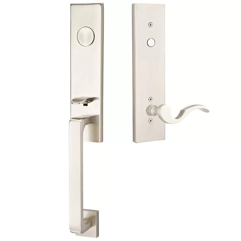 Emtek Davos Tubular Entryset Monolithic with Cortina Lever