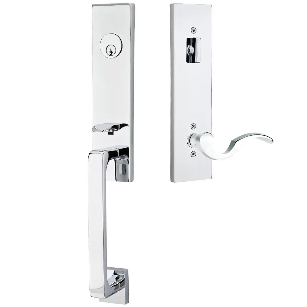Emtek Davos Tubular Entryset Monolithic with Cortina Lever