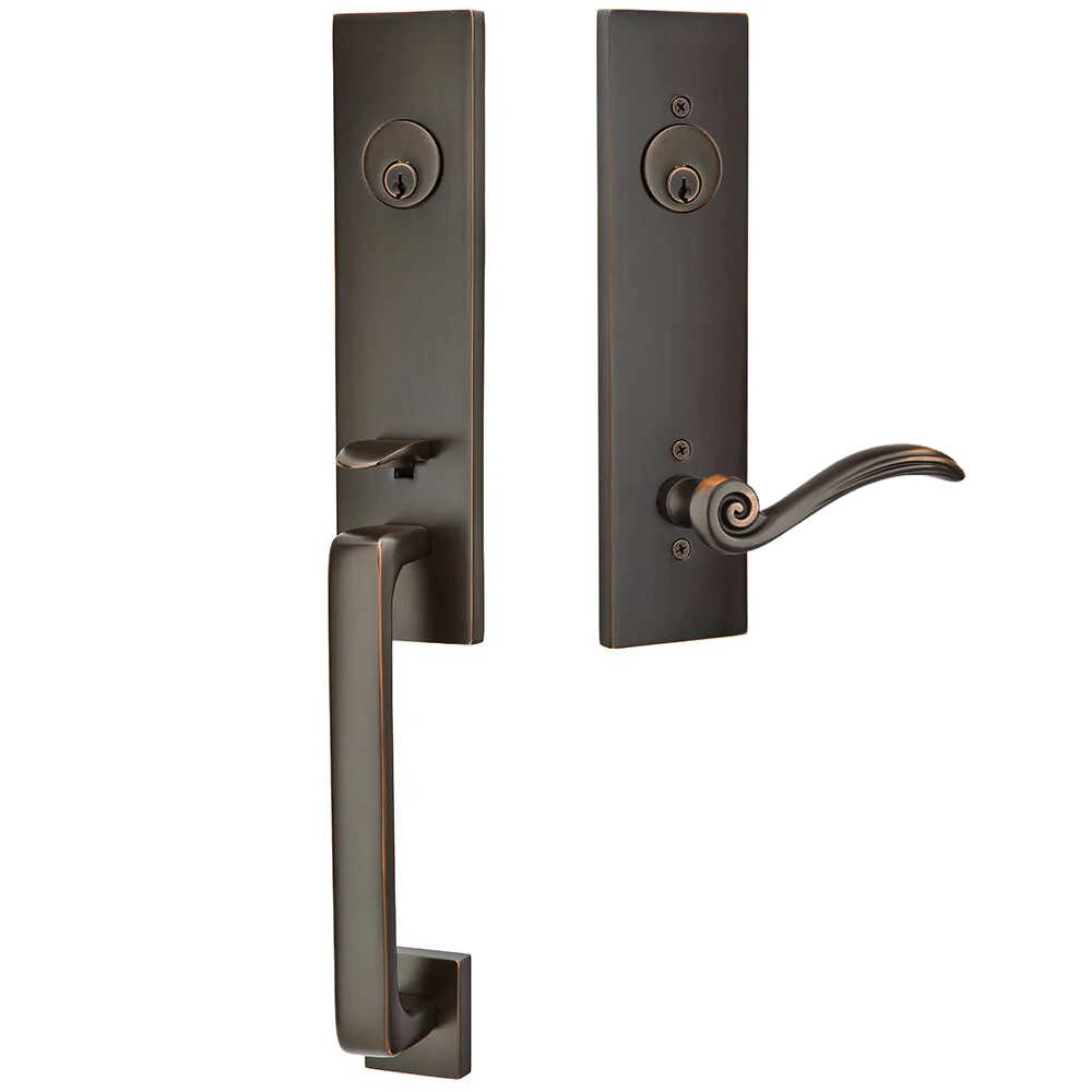 Emtek Davos Tubular Entryset Monolithic with Elan Lever
