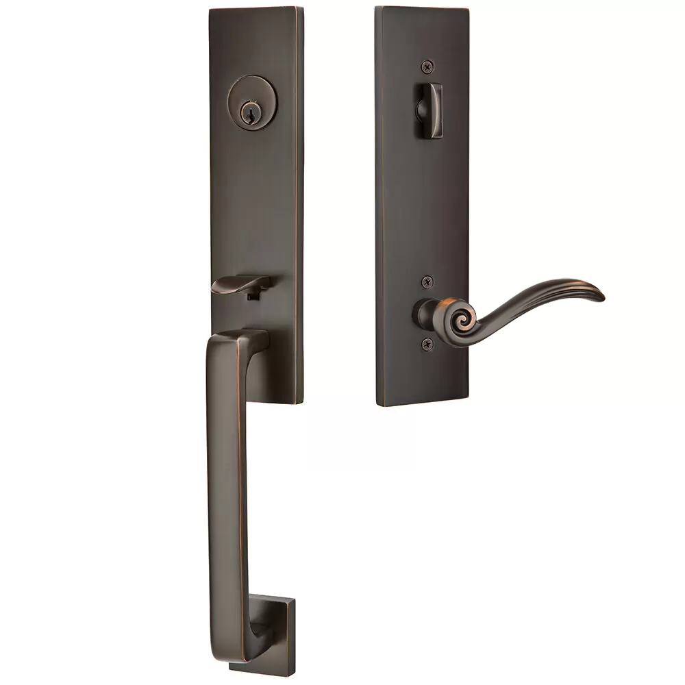 Emtek Davos Tubular Entryset Monolithic with Elan Lever