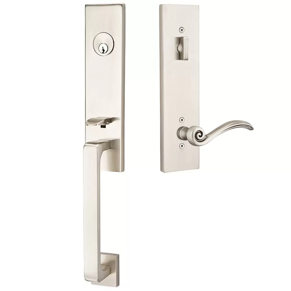Emtek Davos Tubular Entryset Monolithic with Elan Lever