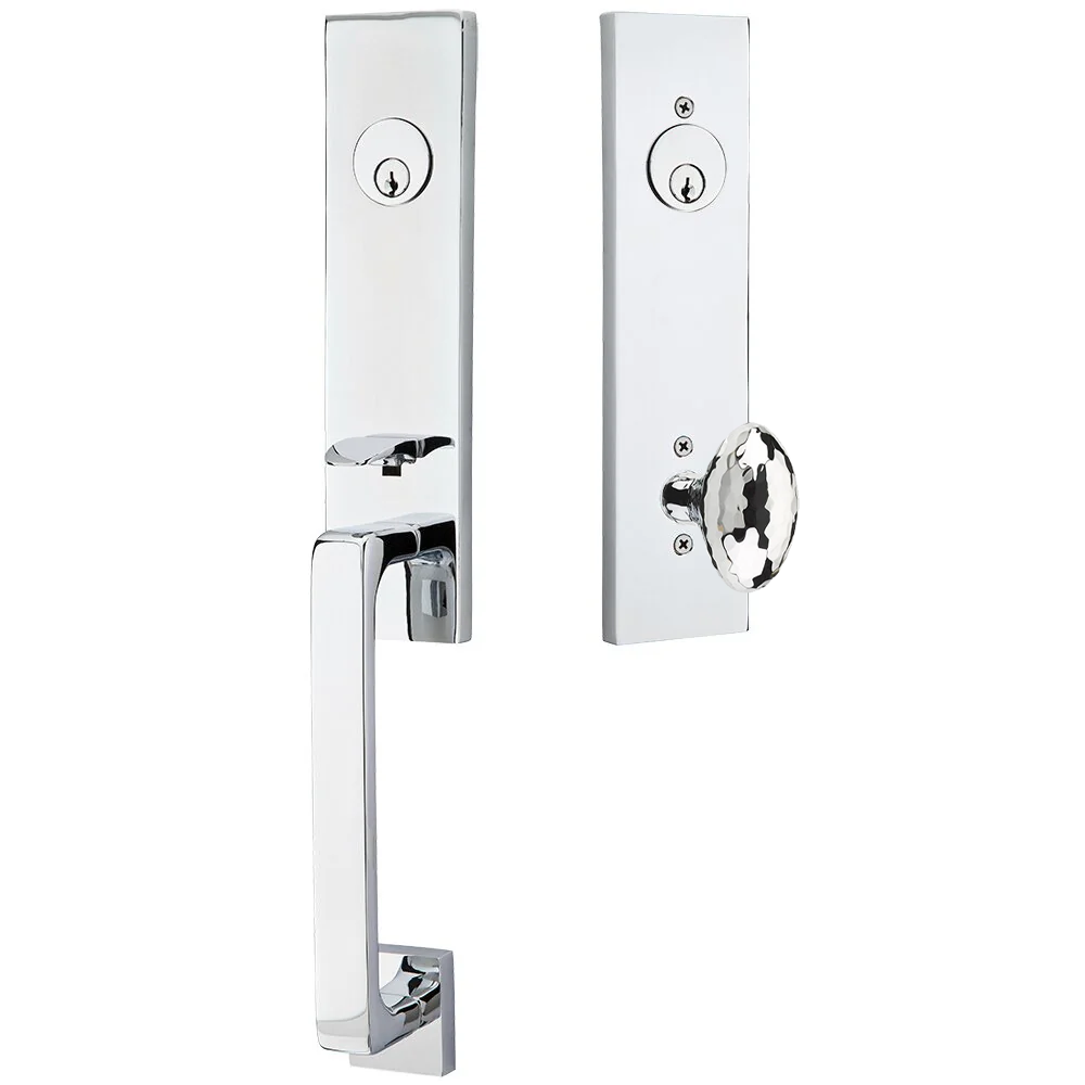 Emtek Davos Tubular Entryset Monolithic with Hammered Egg Knob