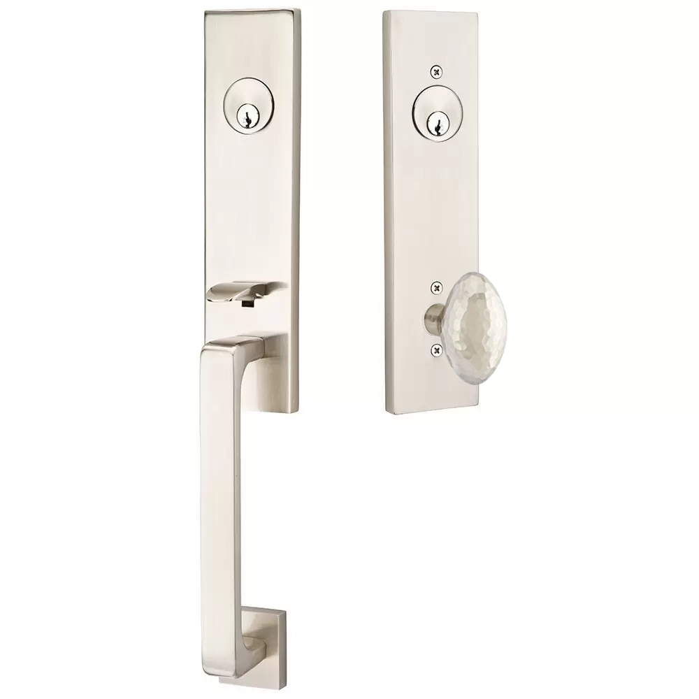 Emtek Davos Tubular Entryset Monolithic with Hammered Egg Knob