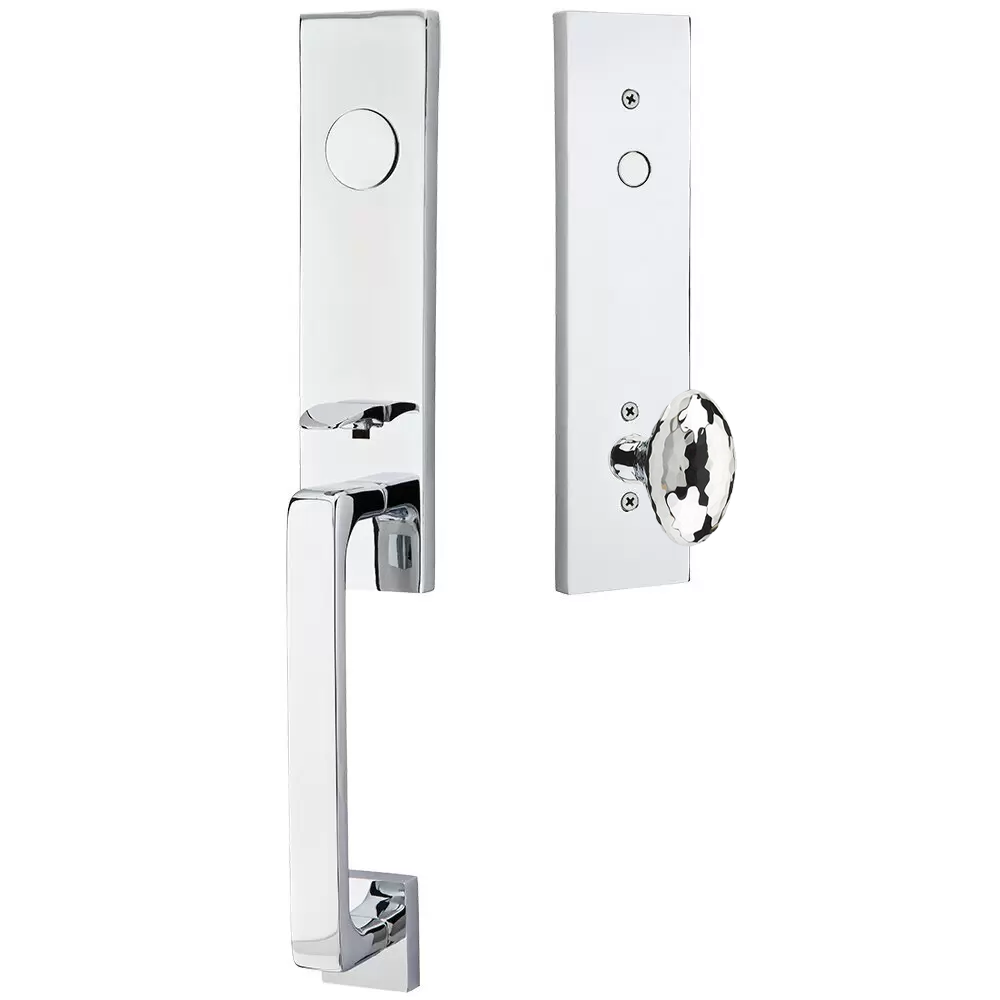 Emtek Davos Tubular Entryset Monolithic with Hammered Egg Knob