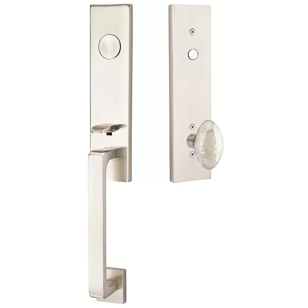 Emtek Davos Tubular Entryset Monolithic with Hammered Egg Knob