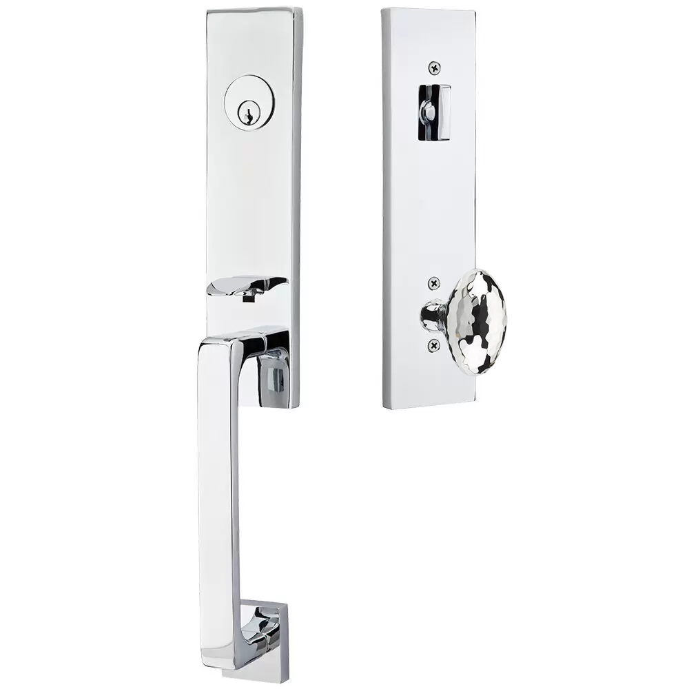 Emtek Davos Tubular Entryset Monolithic with Hammered Egg Knob