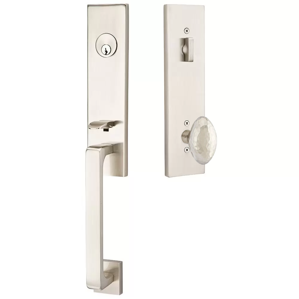 Emtek Davos Tubular Entryset Monolithic with Hammered Egg Knob