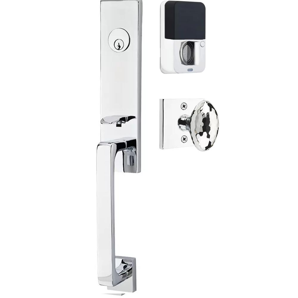 Emtek Davos Tubular Entryset Monolithic with Hammered Egg Knob