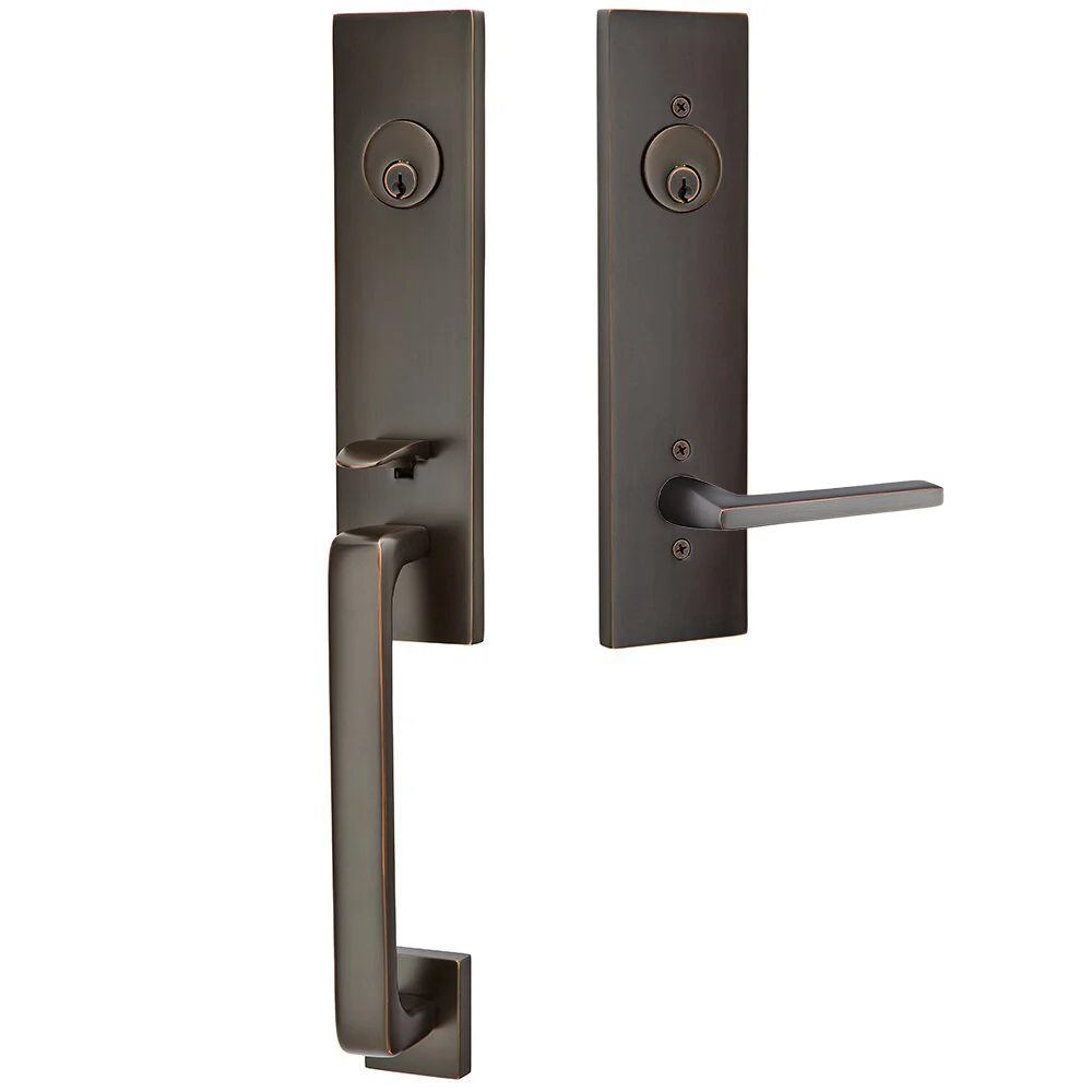 Emtek Davos Tubular Entryset Monolithic with Helios Lever