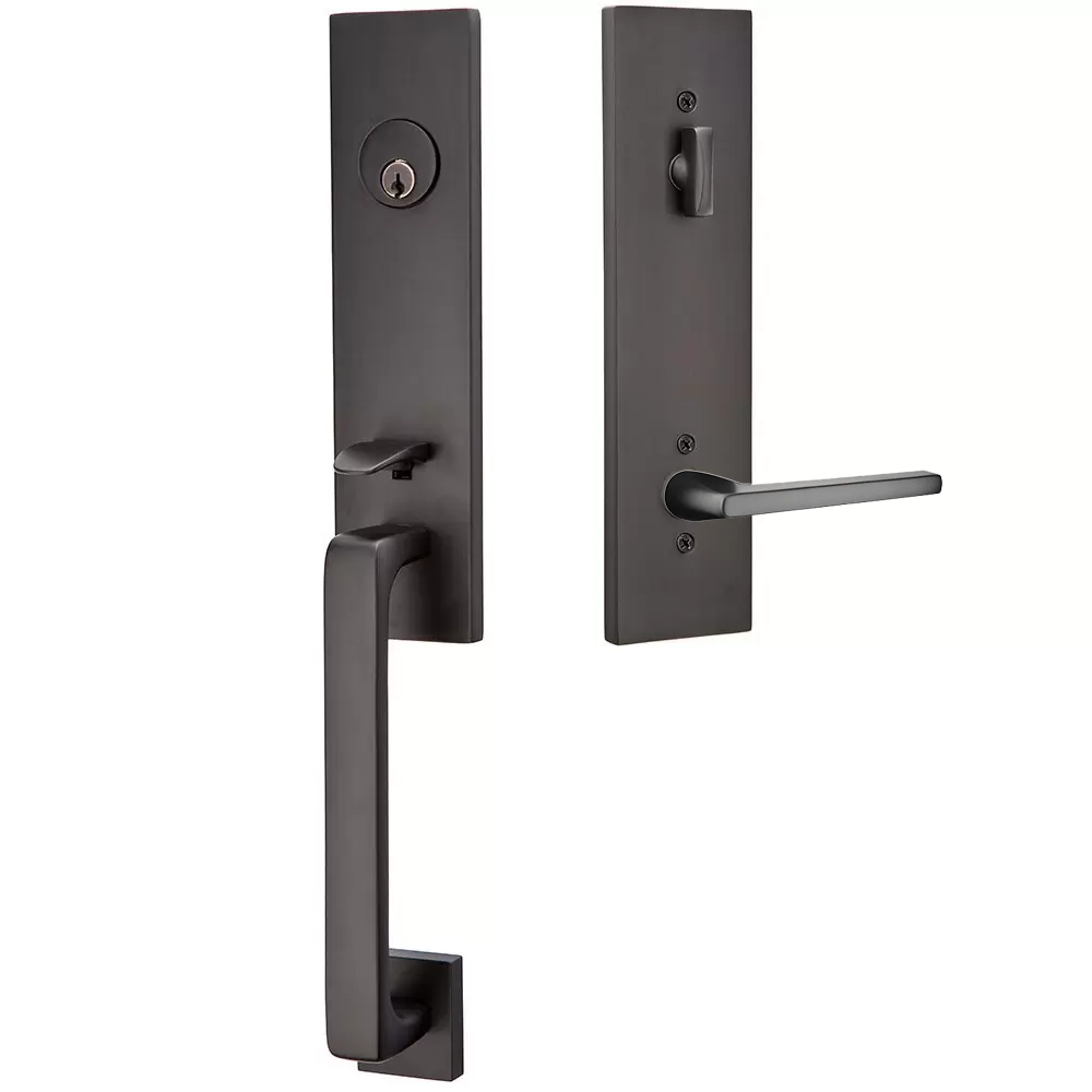 Emtek Davos Tubular Entryset Monolithic with Helios Lever