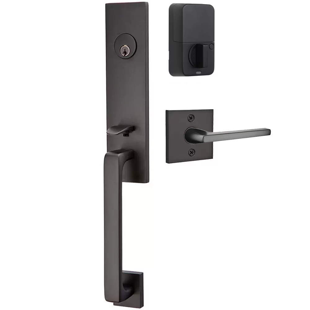 Emtek Davos Tubular Entryset Monolithic with Helios Lever