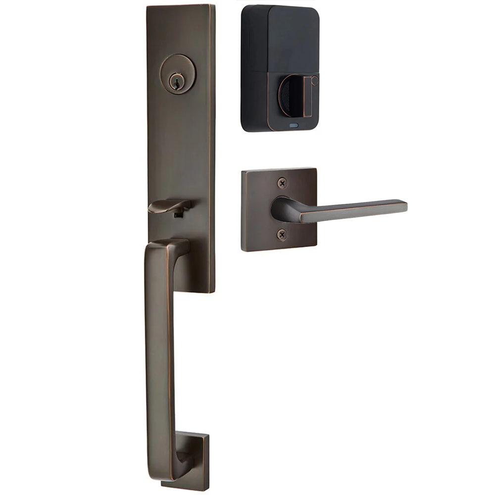 Emtek Davos Tubular Entryset Monolithic with Helios Lever