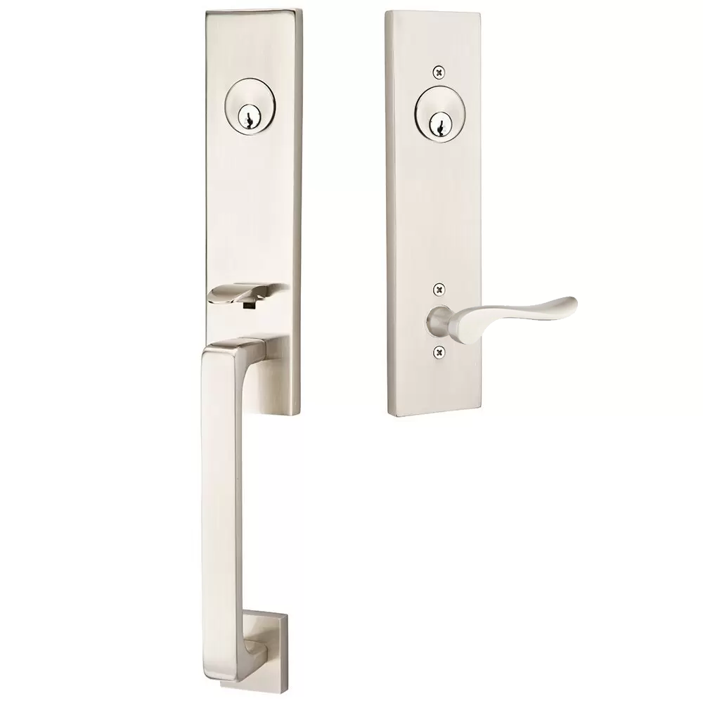 Emtek Davos Tubular Entryset Monolithic with Luzern Lever