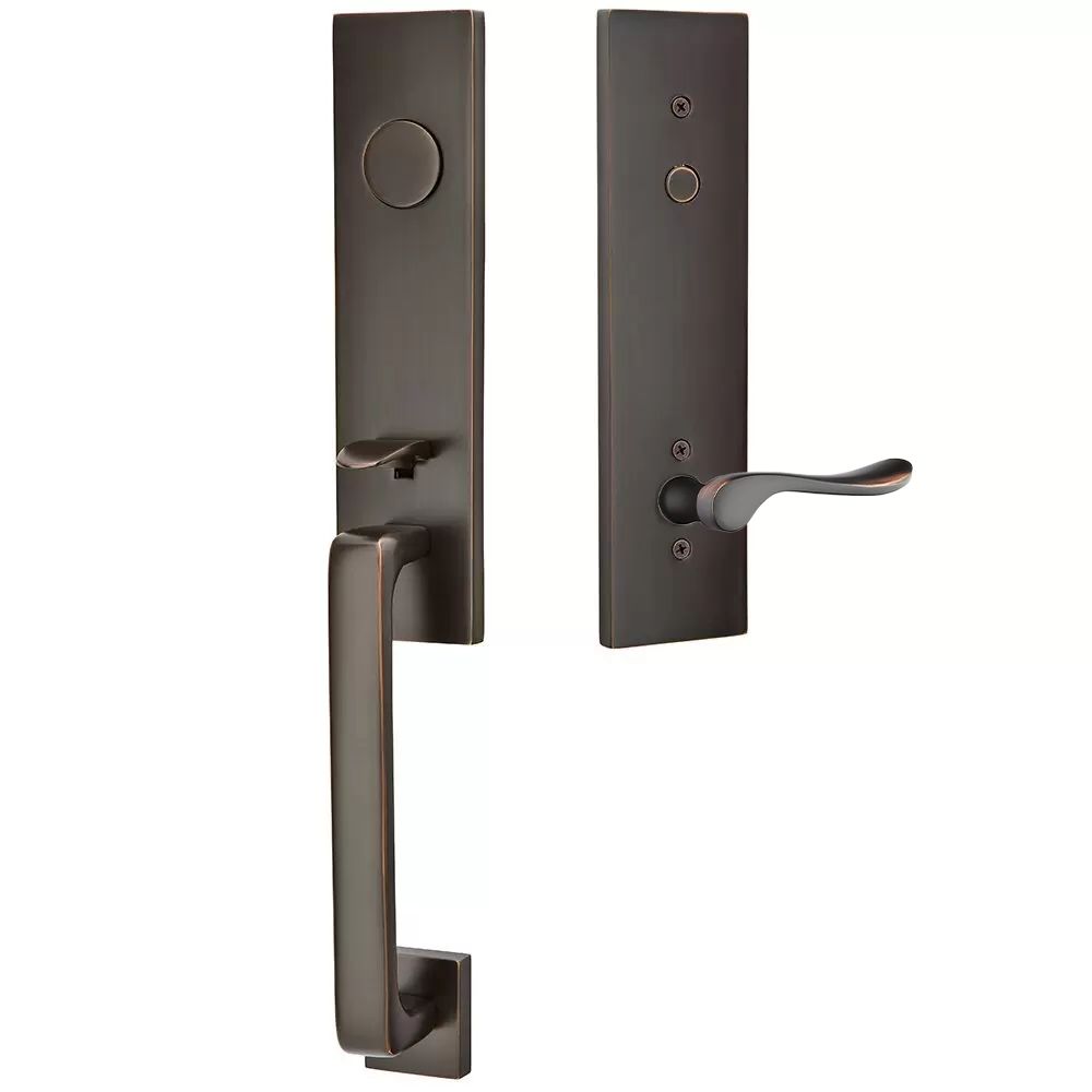 Emtek Davos Tubular Entryset Monolithic with Luzern Lever