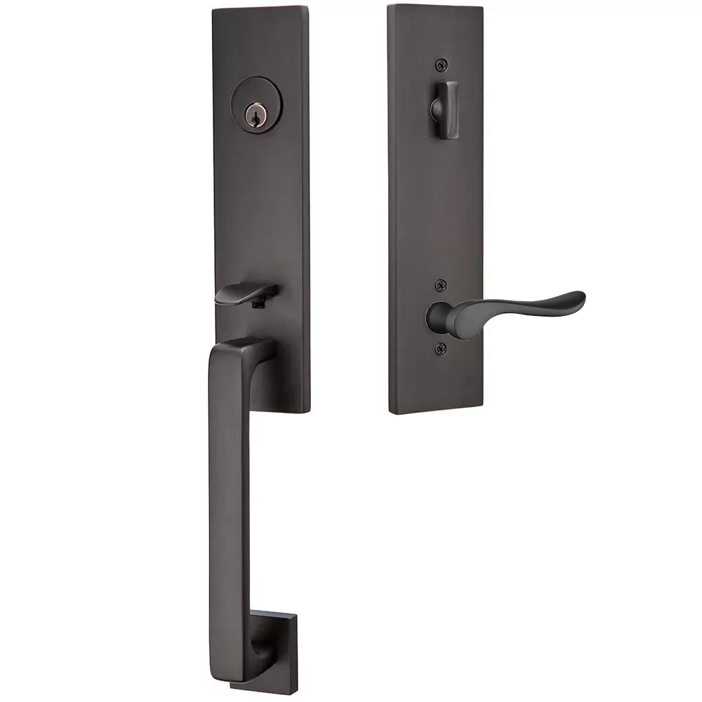 Emtek Davos Tubular Entryset Monolithic with Luzern Lever