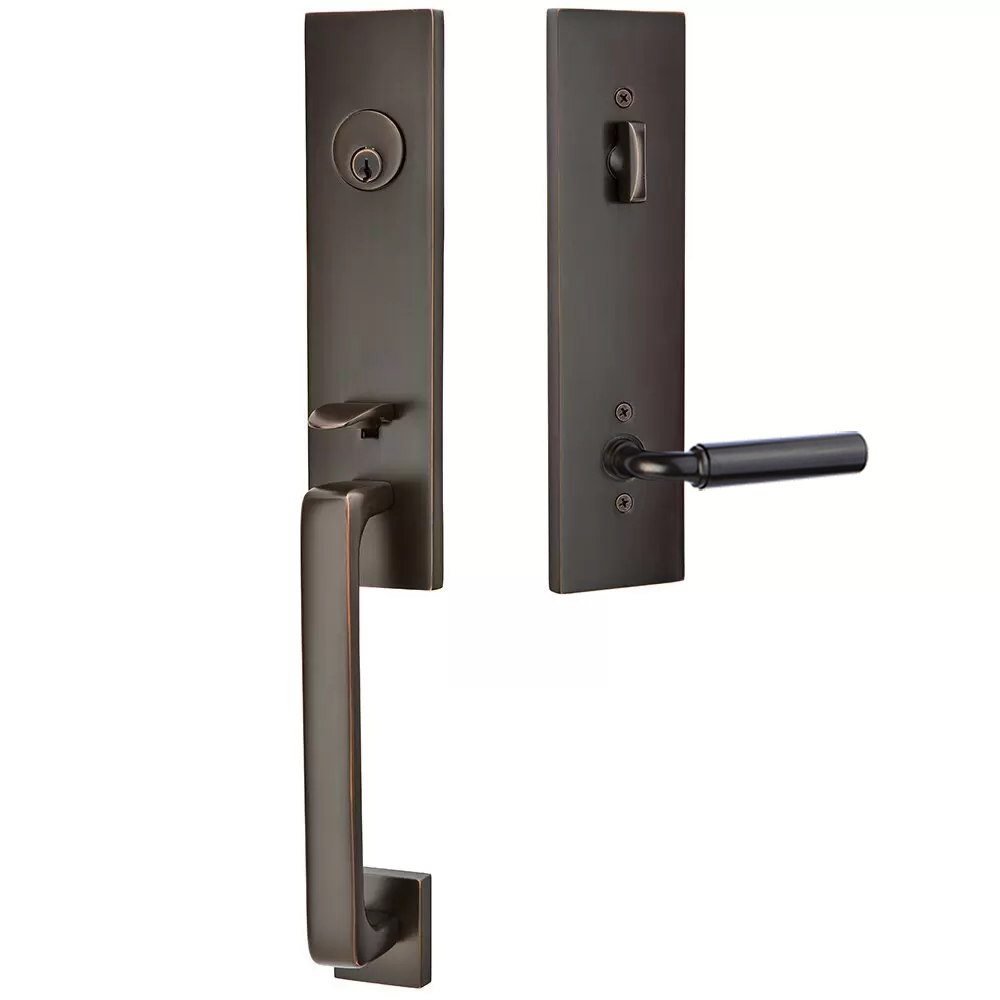 Emtek Davos Tubular Entryset Monolithic with Manning Lever