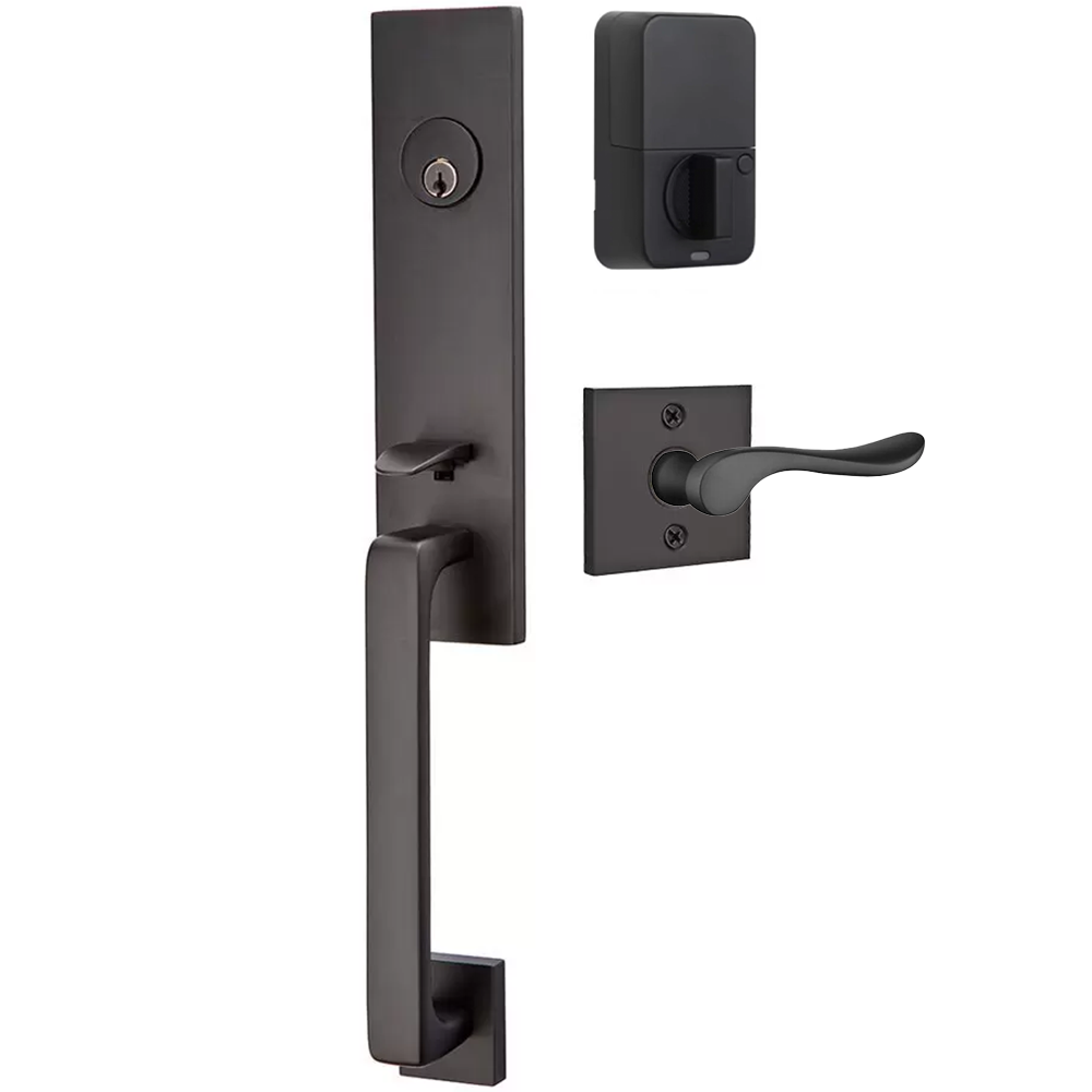 Emtek Davos Tubular Entryset Monolithic with Luzern Lever