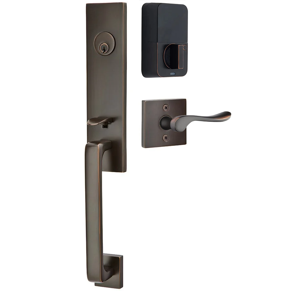 Emtek Davos Tubular Entryset Monolithic with Luzern Lever