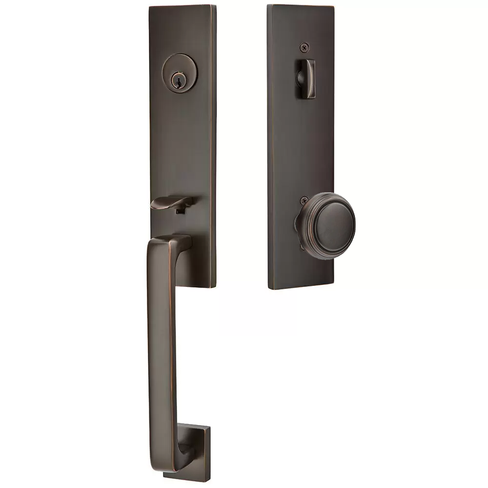 Emtek Davos Tubular Entryset Monolithic with Norwich Knob