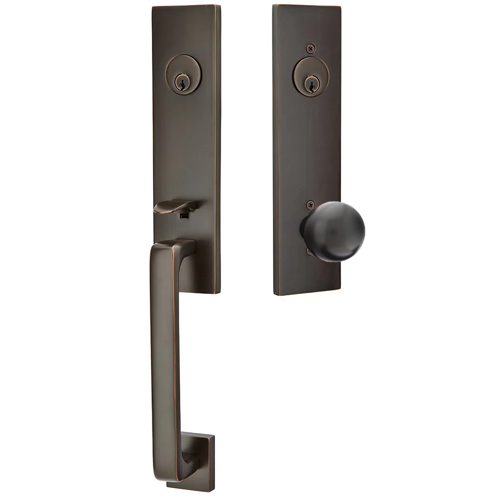 Emtek Davos Tubular Entryset Monolithic with Orb Knob