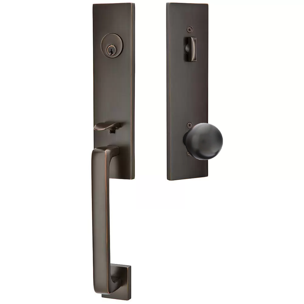 Emtek Davos Tubular Entryset Monolithic with Orb Knob