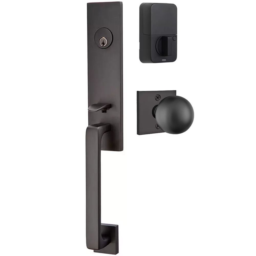 Emtek Davos Tubular Entryset Monolithic with Orb Knob