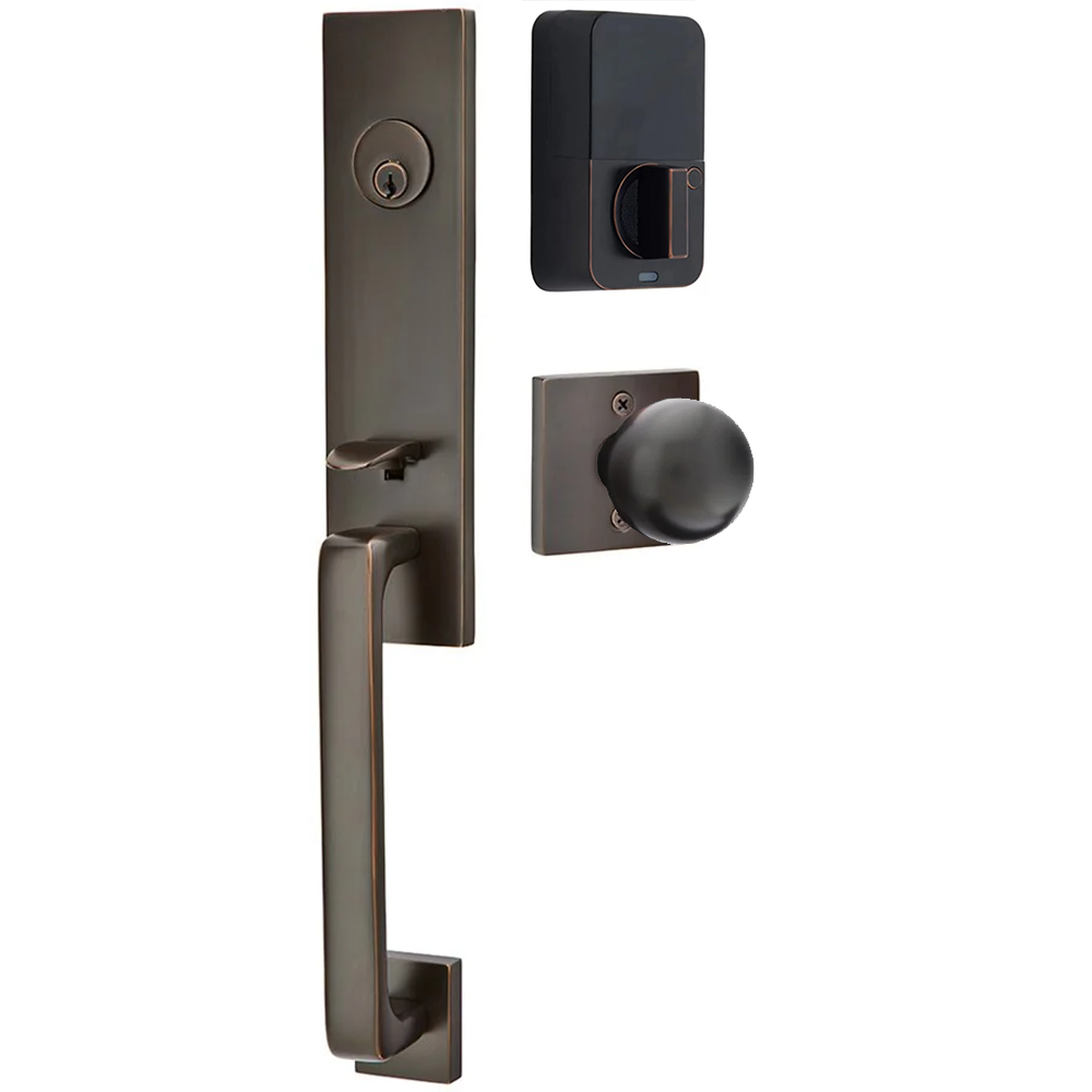 Emtek Davos Tubular Entryset Monolithic with Orb Knob