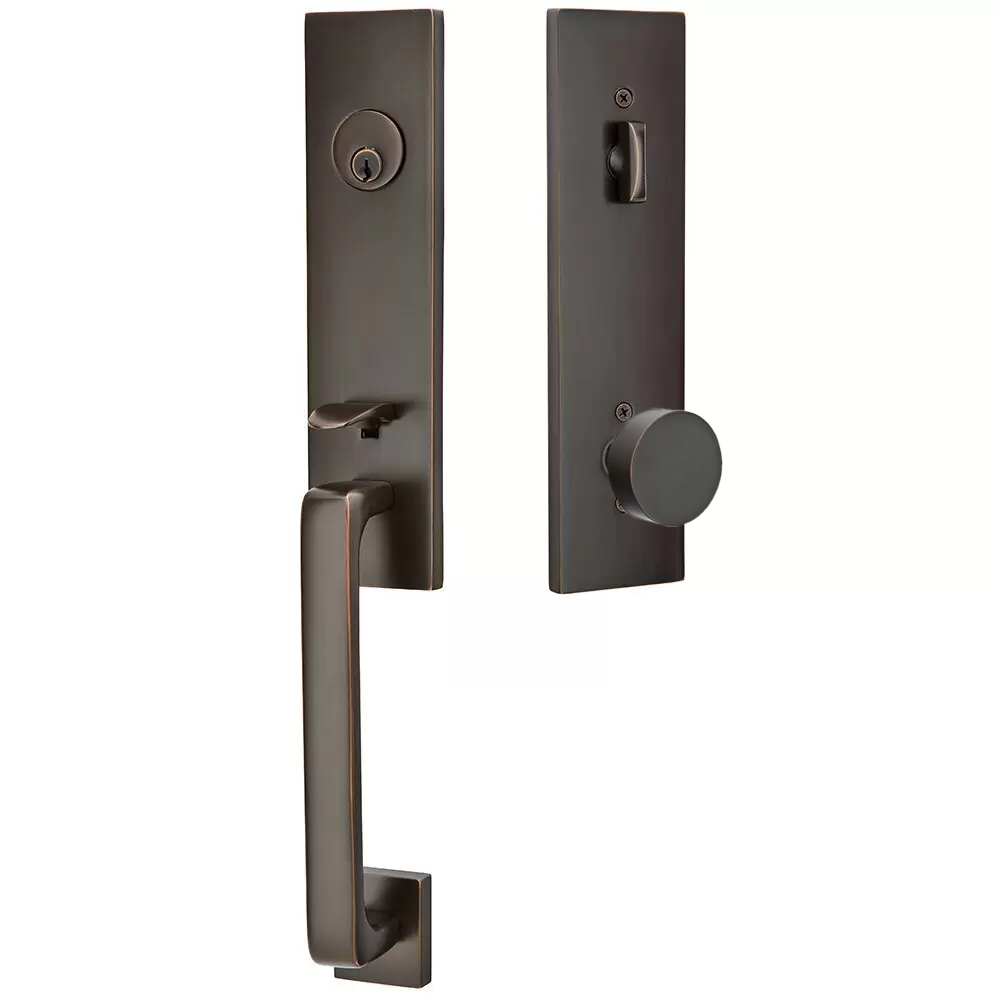 Emtek Davos Tubular Entryset Monolithic with Round Knob