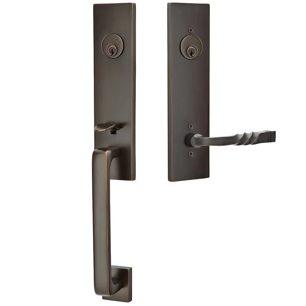 Emtek Davos Tubular Entryset Monolithic with Santa Fe Lever