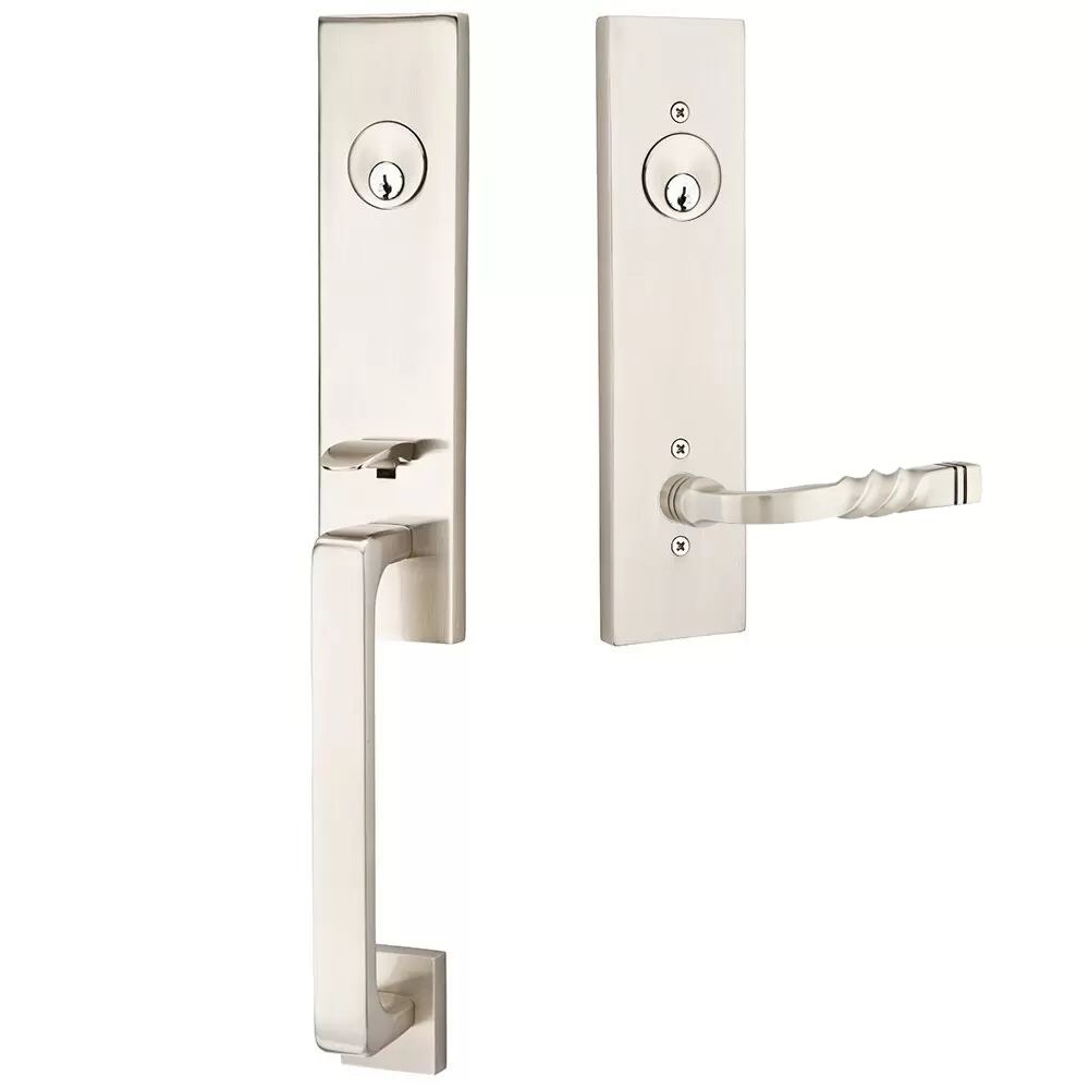 Emtek Davos Tubular Entryset Monolithic with Santa Fe Lever