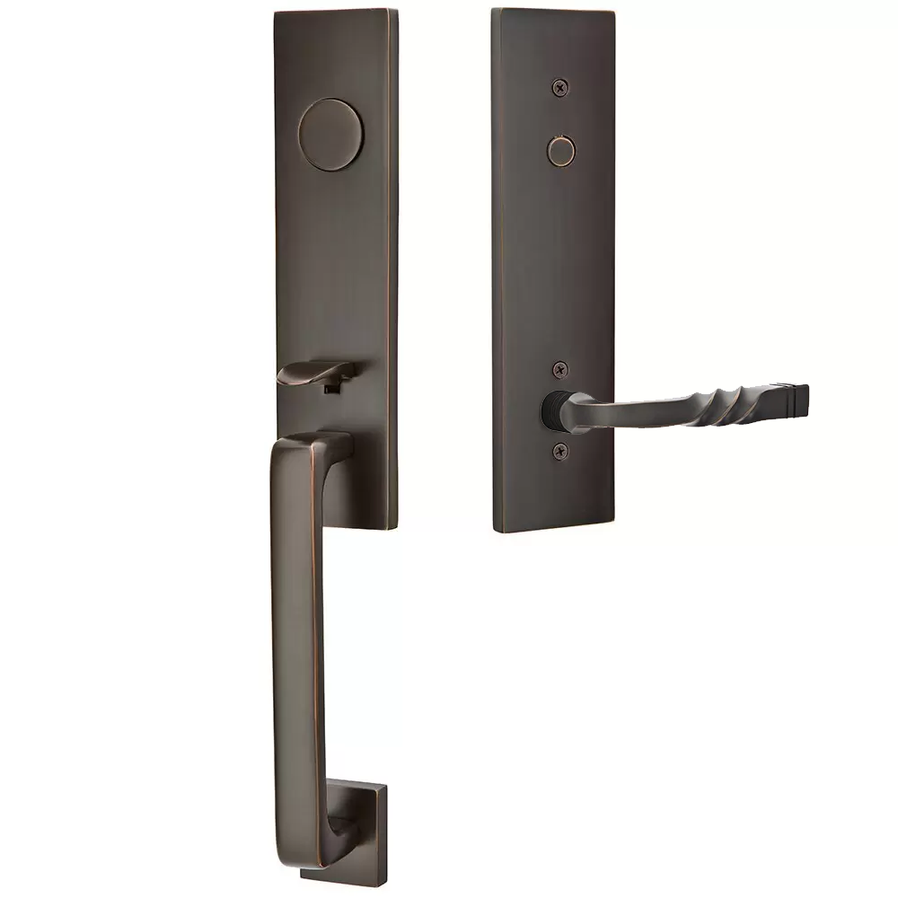 Emtek Davos Tubular Entryset Monolithic with Santa Fe Lever