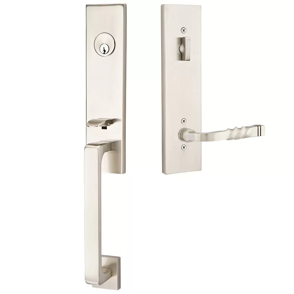 Emtek Davos Tubular Entryset Monolithic with Santa Fe Lever