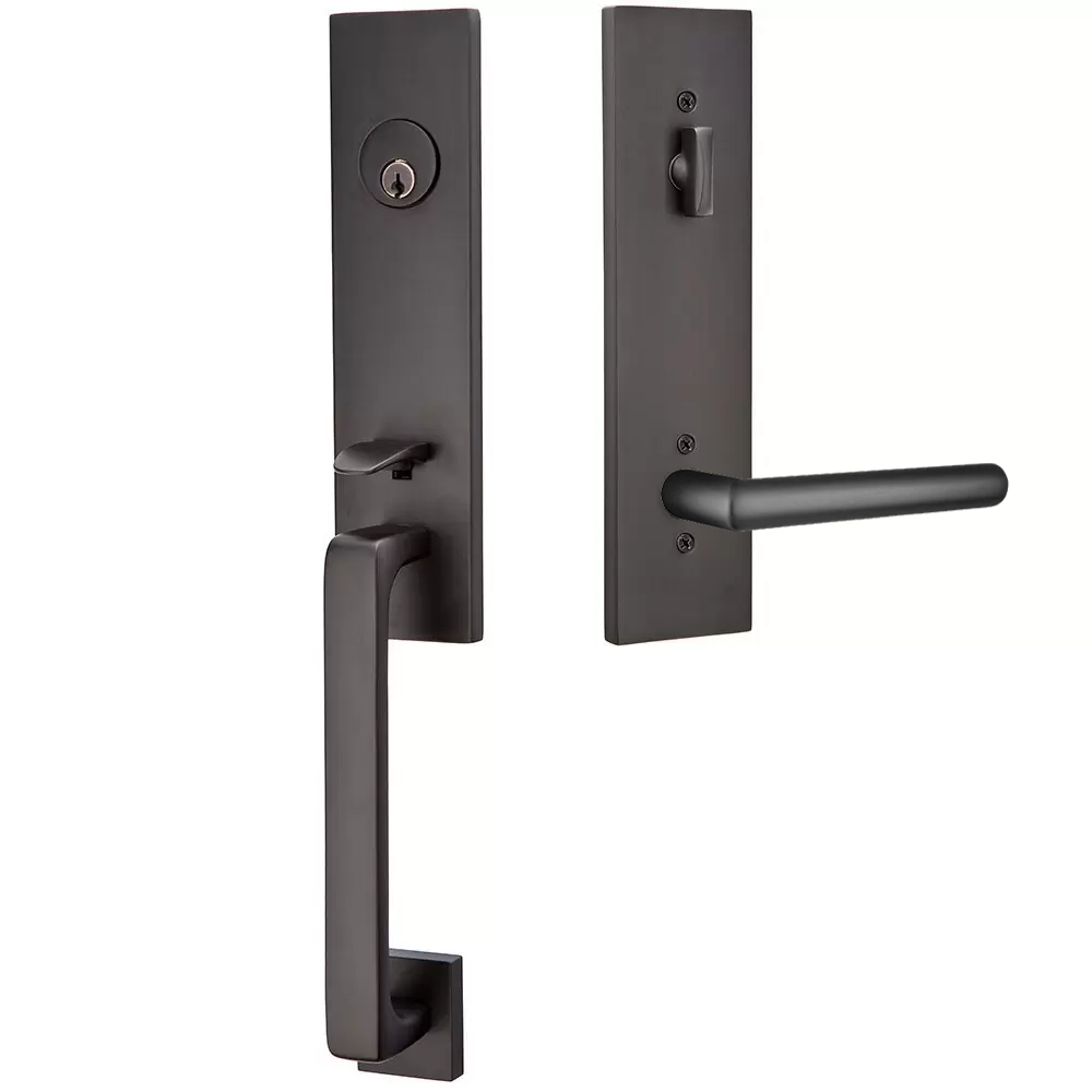 Emtek Davos Tubular Entryset Monolithic with Stuttgart Lever