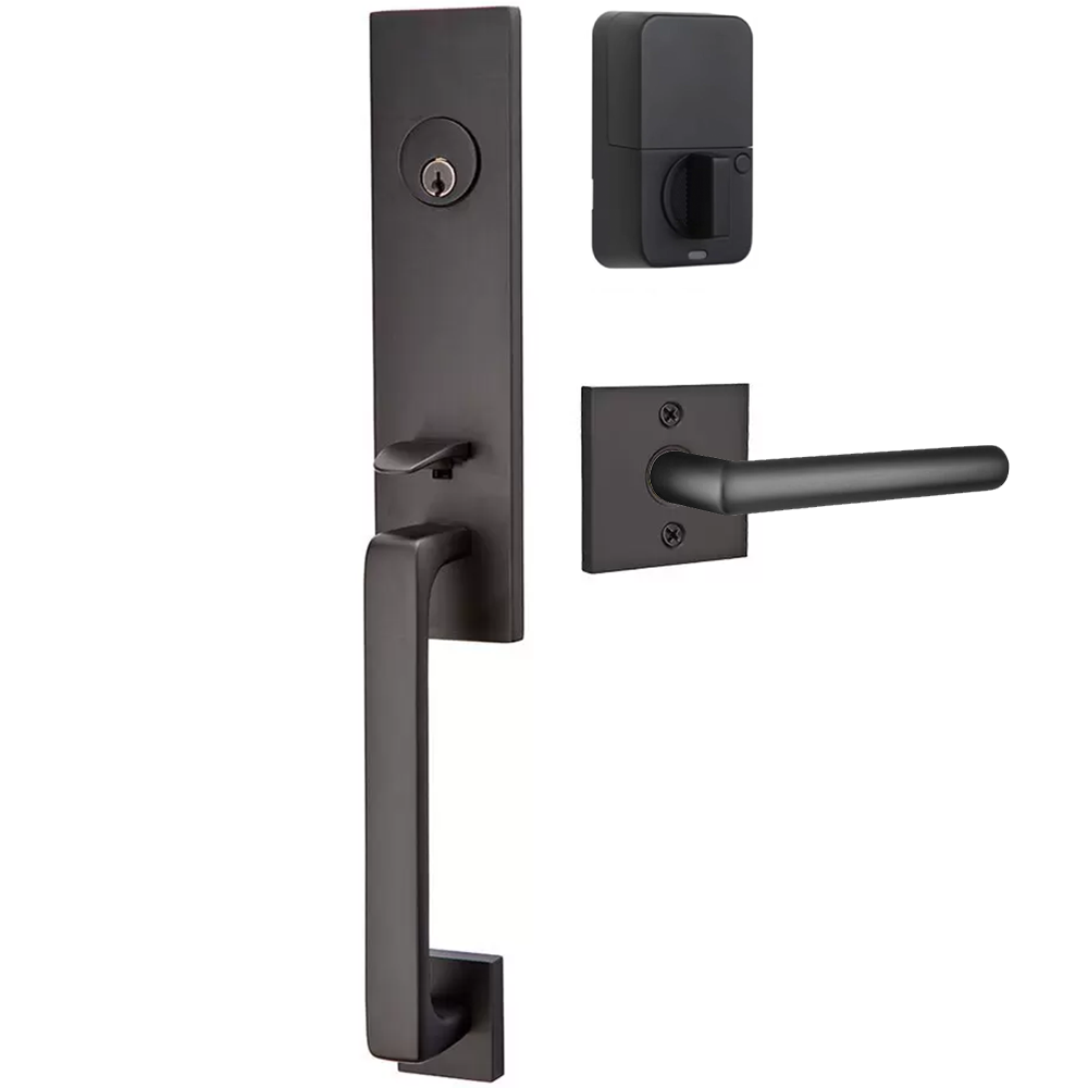 Emtek Davos Tubular Entryset Monolithic with Stuttgart Lever