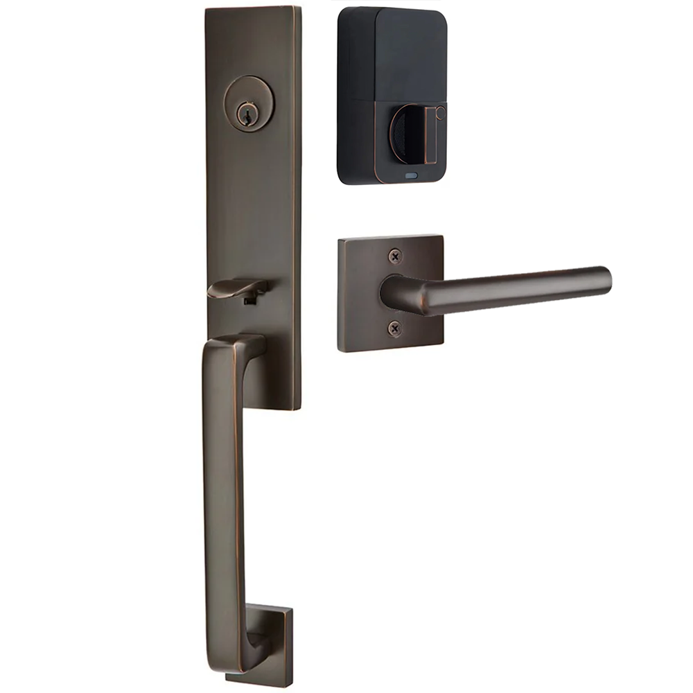 Emtek Davos Tubular Entryset Monolithic with Stuttgart Lever